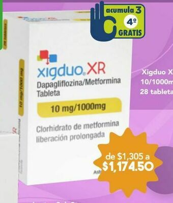 Farmacia San Pablo Xigduo xr tab 10/1000mg caj c/28 oferta