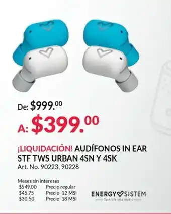 Office Depot iLIQUIDACION! Audifonos In Ear STF TWS Urban 4SN Y 4SK oferta