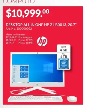 Office Depot Desktop All in One HP 21-B0013 20.7" oferta