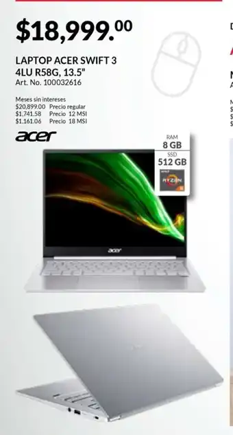 Office Depot Laptop Acer Swift 3 4LU R58G 13.5" oferta