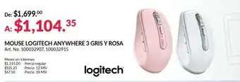 Office Depot Mouse Logitech Anywhere 3 Gris Y Rosa oferta