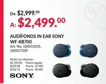 Office Depot Audifonos In Ear Sony WF-XB700 oferta