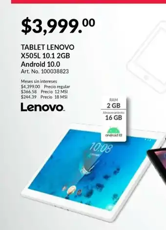 Office Depot Tablet Lenovo X505L 10.1 2GB Android 10.0 oferta