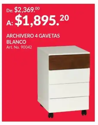 Office Depot Archivero 4 Gavetas Blanco oferta