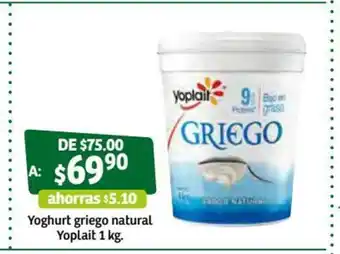 Soriana Súper Yoghurt Griegi Natural Yoplait 1kg oferta