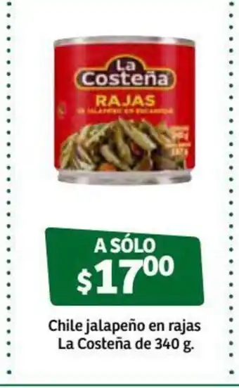 Soriana Súper Chile jalapeño en Rajas La Costeña de 340g oferta