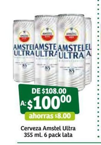 Cerveza Amstel Ultra 355 ml 6 Pack Lata
