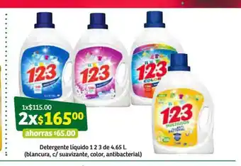 Soriana Súper Detergente Liquido 1 2 3 de 4.65L oferta