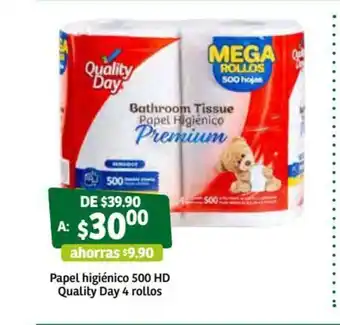 Soriana Súper Papel Higienico 500 HD Quality Day 4 Rollos oferta