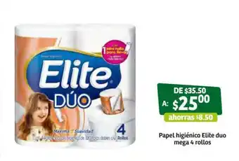Soriana Súper papel Higienico Elite Duo Mega 4 Rollos oferta