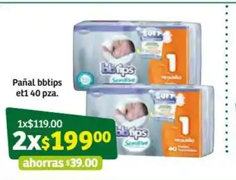 Soriana Súper Pañal bbtips et1 40 pa oferta