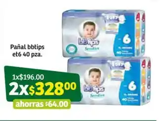 Soriana Súper Pañal bbtips et6 40 pza oferta