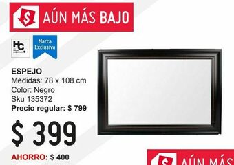 Espejo decorativo negro 78x108 cm