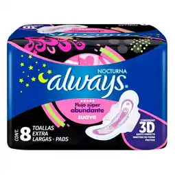 Farmacias YZA ALWAYS SUAVE TOALLAS NOCTURNA 8 PZAS oferta