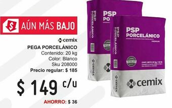 Sodimac Homecenter Pegamento psp porcelanico cemix 20 kg oferta