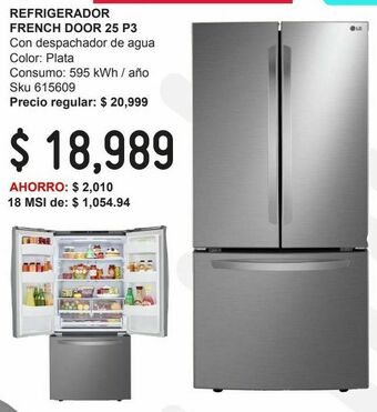 Sodimac Homecenter Refrigerador lg french door 25 pies silver lm65bgsk oferta