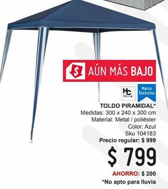 Sodimac Homecenter toldo poliest c/base 3x3m azul. oferta