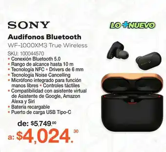 RadioShack Audífonos bluetooth sony wf-1000xm3 true wireless / in ear / negro oferta
