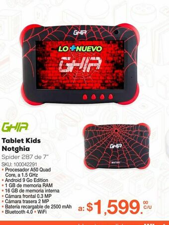 RadioShack Tablet ghia kids notghia-287 / negro con rojo / 7 pulgadas oferta