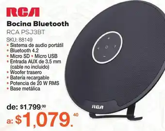 RadioShack Bocina bluetooth rca psj3bt / negro oferta