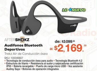 RadioShack Audífonos bluetooth deportivos aftershokz trekz air / conducción ósea / gris oferta