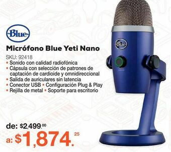 RadioShack Micrófono blue yeti nano / azul / usb oferta