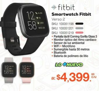 Smartwatch fitbit versa 2 / nfc / negro carbón