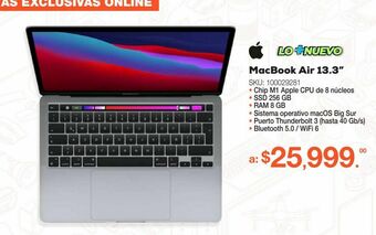 RadioShack Macbook air apple mgn63la/a / 13.3 plg. / chip m1 apple / ssd 256gb / ram 8gb / gris oferta