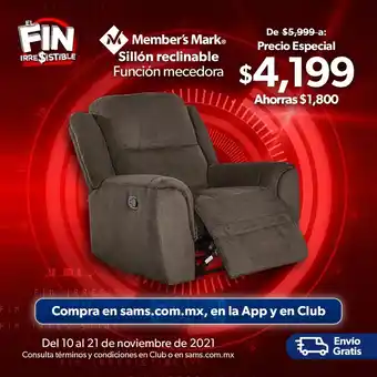 Sam's Club Sillon Reclinable Funcion Mecedora oferta