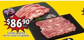 Costilla y Flecha de res suave congelada kilo