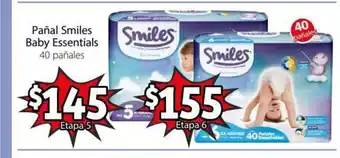 Soriana Mercado Pañal Smiles Baby Essentials 40 pañales Etapa 5 oferta