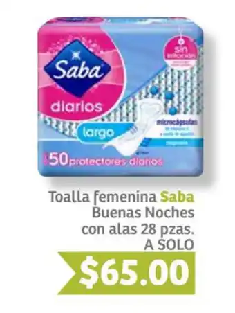 Toalla Femenina Saba Buenas Noches con Alas 28 pzas