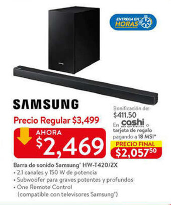Walmart Barra de Sonido Samsung HW-T420/ZX oferta