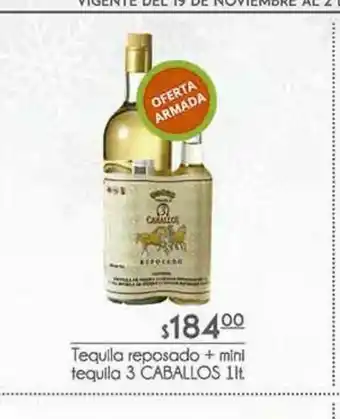 Fresko Tequila reposado + mini tequila 3 caballos 1 lt oferta