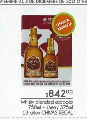 Fresko Whisky blended escocés 750 ml + sherry 375 ml 13 años chivas regal oferta