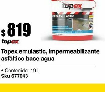 Sodimac Homecenter Topex emulastic, impermeabilizante asfaltico base agua 19 l oferta