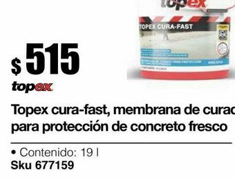 Sodimac Homecenter Topex cura-fast, membrana de curado para protección de concreto fresco 19l oferta