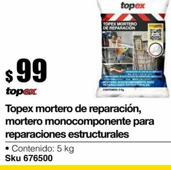 Sodimac Homecenter Topex mortero de reparación, mortero monocomponente para reparaciones estructurales 5 kg oferta