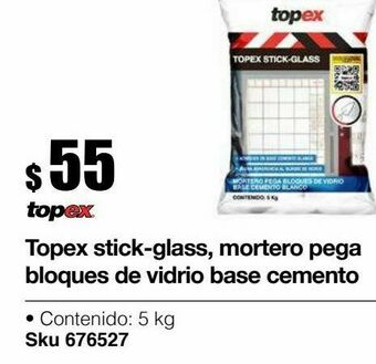Sodimac Homecenter Topex stick-glass, mortero pega bloques de vidrio base cemento blanco 5 kg oferta