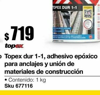 Topex dur 1-1, adhesivo epoxico para anclajes y unión de materiales de construcción