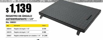 Sodimac Homecenter Registro placa antiderrapante en angulo 1" 1/4 (ciego) ángulo 1" x 1/8" para marco interior oferta