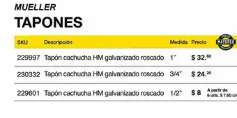 Tapon cachucha hm galv roscado de 1