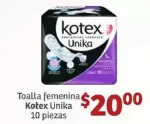 Soriana Híper Kotex - toalla femenina unika 10 piezas oferta