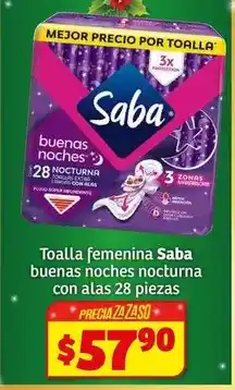 Soriana Híper Saba - toalla femenina buenas noches nocturna con alas 28 piezas oferta