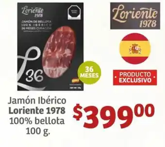 Soriana Híper Jamón Ibérico Loriente 1978 100% bellota oferta