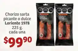 Soriana Híper Chorizo sarta picante o dulce Loriente 1978 oferta