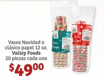 Soriana Híper Vasos Navidad o clásico papel 12 oz. Valley Foods oferta