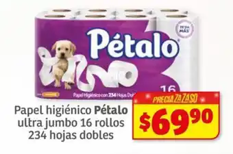 Soriana Híper Papel higiénico Pétalo ultra jumbo 16 rollos 234 hojas dobles oferta