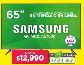 Soriana Híper Samsung TV 4K 65" AU7000 oferta
