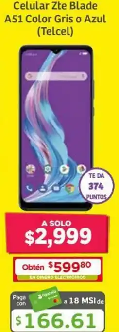 Soriana Híper Celular ZTE Blade A51 Gris o Azul oferta